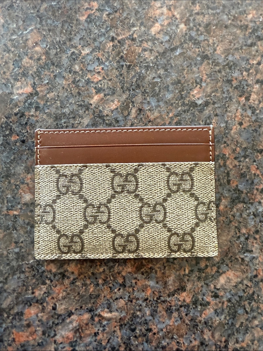 Gucci Beige and Brown GG Canvas Card Holder